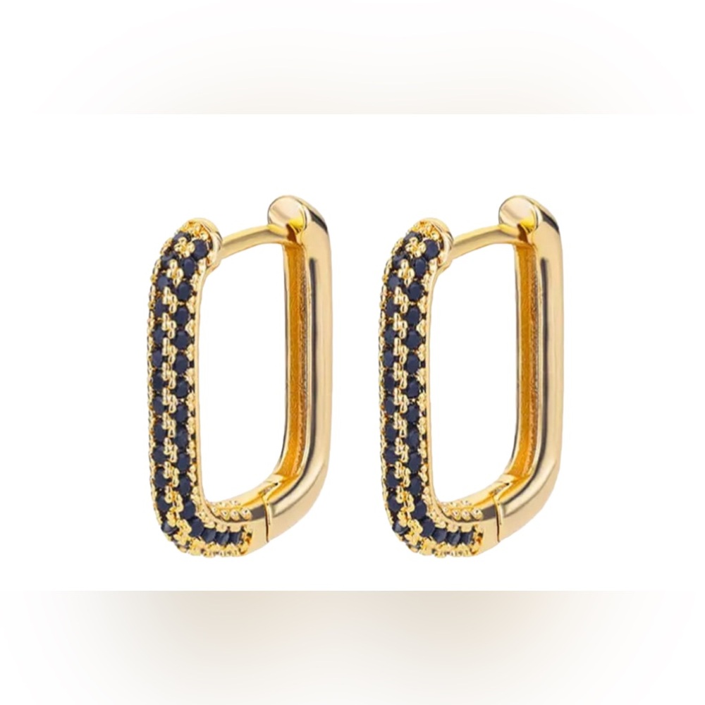 Black and Gold Rectangle Hoops